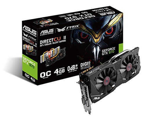Asus Nvidia GeForce Strix GTX970-DC2OC-4GD5 Gaming Grafikkarte (PCI-e, 4GB GDDR5, Speicher, HDMI, DVI, DP, 1 GPU)